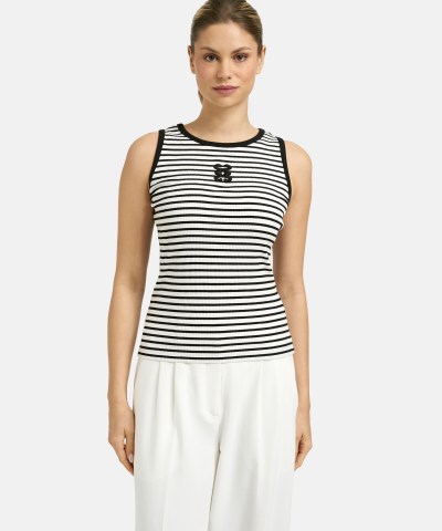 Smith & Soul - Enges Riptanktop mit 3D-Anagrammstreifen in Schwarz