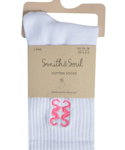 Smith & Soul - Socken mit Neon Anagram in Weiß