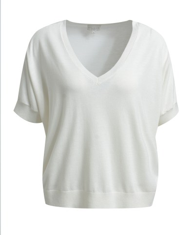 Milano Italy - Kurzarm-Strickpullover in Offwhite