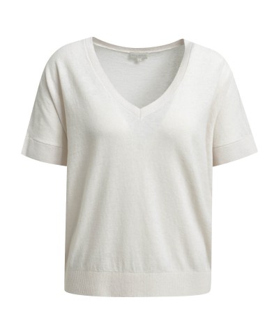 Milano Italy - ärmelloser Leinen-Pullover mit V-Ausschnitt in Beige