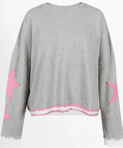 Love Joy Victory - Sweatshirt "Hopewell" in Grey Melange mit Pink