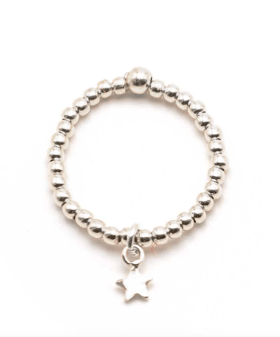 Schmückstück - Perlenring in Sterlingsilber mit Sternanhänger (2mm)