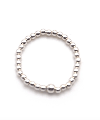 Schmückstück - Perlenring Sterlingsilber auf Elastikband (2mm)