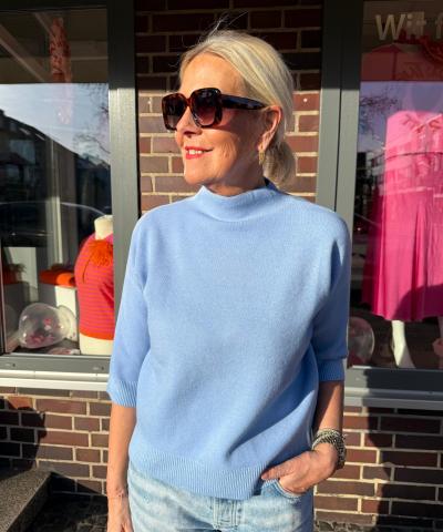 Strickpullover Kurzarm "LSLotti" in Hellblau