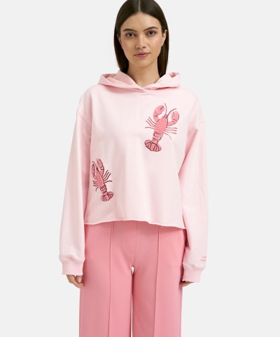 Smith & Soul - Boxy Hoodie "Lobster" in Rosé