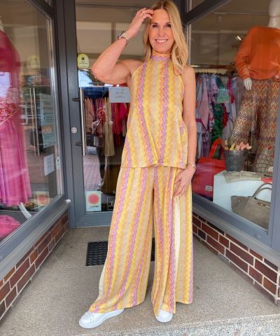 Sommer Glitzertop in Gelb/Lila