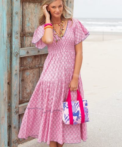 Place du Soleil - rosa Kleid im Millefleurprint