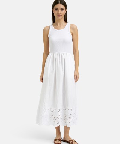 Smith & Soul - Midikleid mit Stickerei am Saum in Weiß