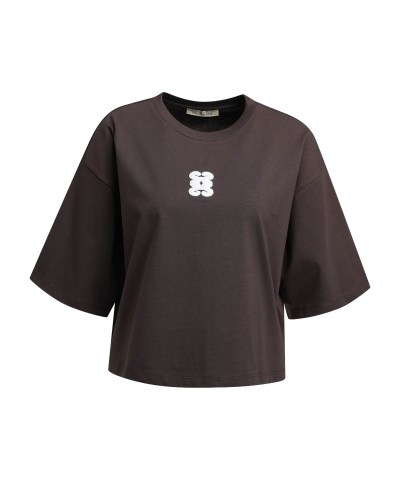 Smith & Soul - Boxy Cropped Anagram T-Shirt in Dunkelbraun