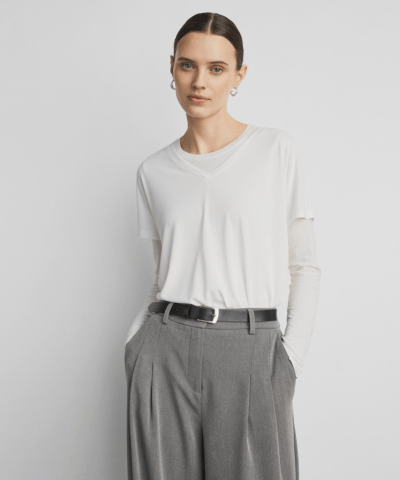 MSCH Copenhagen - MSCHFenya Modal V Neck T-Shirt in Weiß