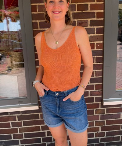 Viskose-Glitzertop in Orange