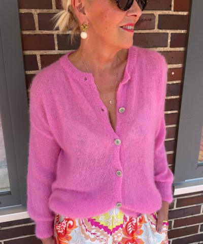 Sommermohair Strickjacke in Pink