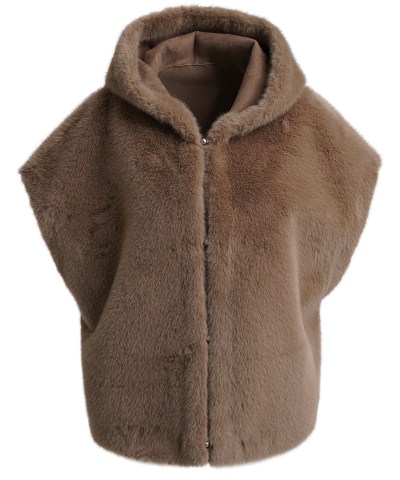 Milano Italy - Ärmellose Kapuzenweste in Taupe