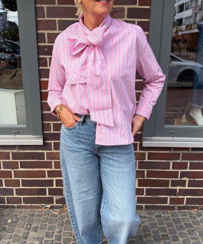 Milano Italy - Hemdbluse mit Schluppenkragen in Rosa