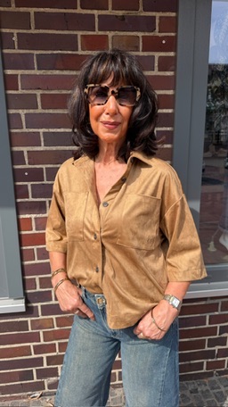 Smith & Soul - Velours-Bluse mit halbem Arm in Toffee