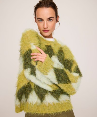 JcSophie - "Phil" Raute-Wollpullover in Grasgrün