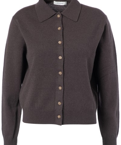 JcSophie - "Porcelain" Woll-Polojacke in Dunkelbraun