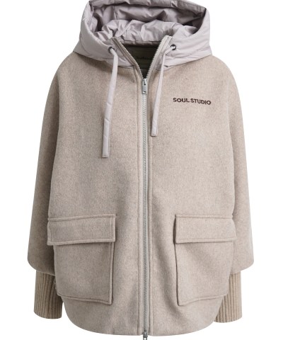 Smith & Soul - Wolljacke mit Kapuze in Beige