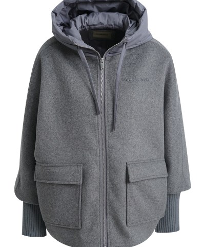 Smith & Soul - Wolljacke mit Kapuze in Grau