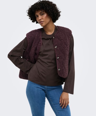 ONLY - OnlHappy Langarm Shirt in Braun