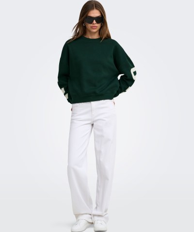 ONLY - OnlSweat Sweatshirt mit Rückenprint in Flaschengrün