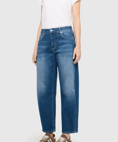 MAC - Barrel Jeans im leichten Materialmix in Hellblau