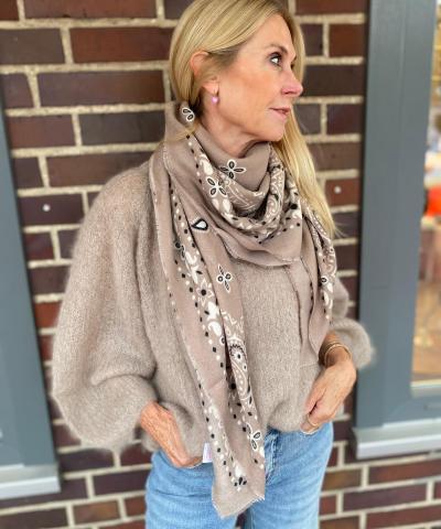 Woll-Paisleytuch in Taupe