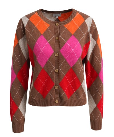 Milano Italy - Rautenstrickjacke in Orange-Karamell