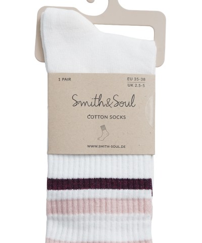 Smith & Soul - Gestreifte Socken in Rosé